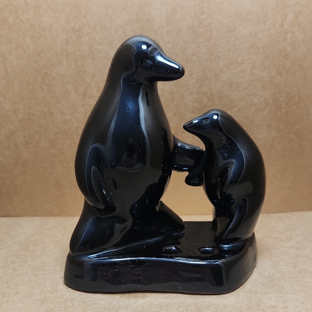 ***SALE 2 for $22*** Elegant Black Penguin Sculpture Made With Red Clay